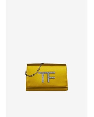 Tom Ford Disco Satin Clutch With Crystal Tf - Yellow