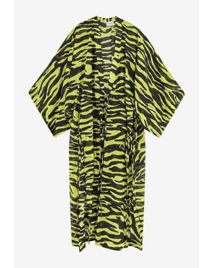 The Attico Tiger Print Maxi Kaftan Dress - Green