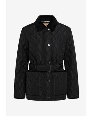 Burberry Belted Quilted Jacket - Black