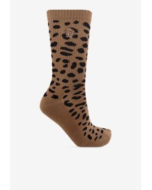 Versace Animal Print Calf-Length Socks - White