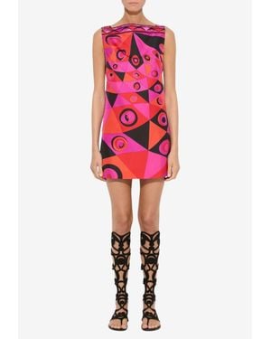 PUCCI Occhi Print Silk Mini Dress - Red