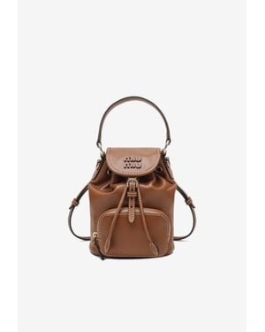 Miu Miu Small Logo Leather Backpack - White