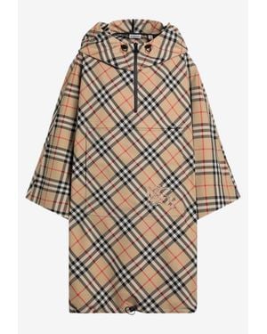 Burberry Vintage Check Zipped Poncho - Natural