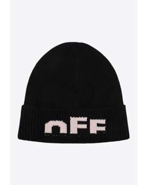 Off-White c/o Virgil Abloh Logo Ribbed Beanie - Black