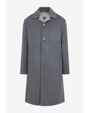 Ami Paris Wool And Cashmere Long Coat - Grey
