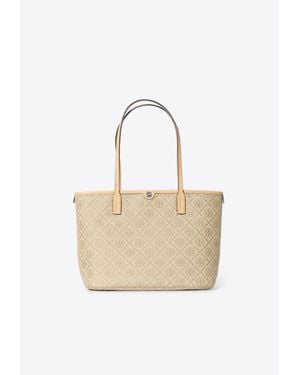 Tory Burch Small T Monogram Tote Bag - Natural