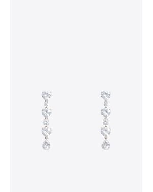 Self-Portrait Crystal Heart Tiered Earrings - White