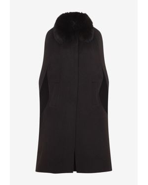 Yves Salomon Draped Flared Cape - Black