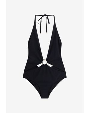 ワンピース水着 CELINE One-piece swimsuit with Triomphe motif Marrone Celine One-Piece Swimsuit With Triomphe Motif in Brown | Lyst