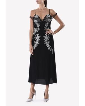 Francesco Scognamiglio Iced Embellished Chiffon Midi Dress - Black