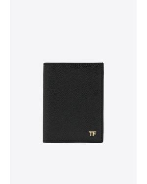 Tom Ford Tf Logo Grained Leather Cardholder - Black