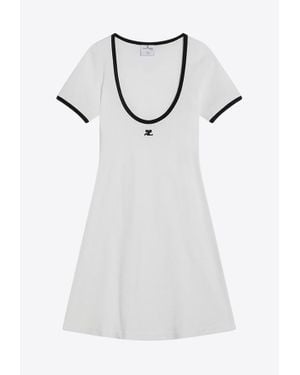 Courreges Logo Patch Mini Dress - Grey