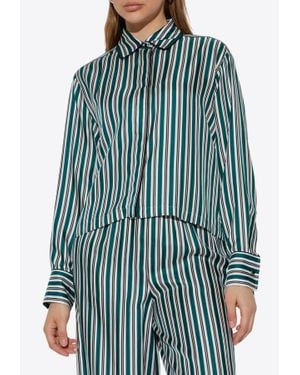 Max Mara Brama Striped Silk Button-Up Shirt - Blue