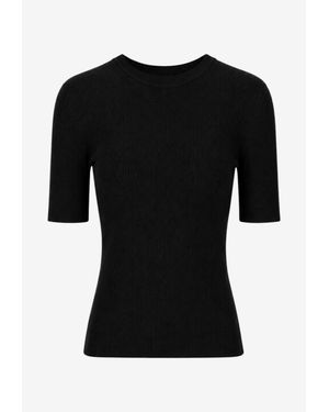 P.A.R.O.S.H. Ribbed Knit Wool Top - Black