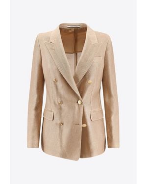 Tagliatore Double-Breasted Buttoned Blazer - Natural