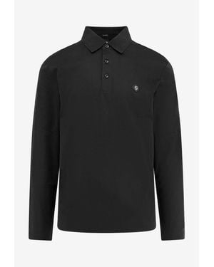 BOSS Monogram Long-Sleeved Polo T-Shirt - Black