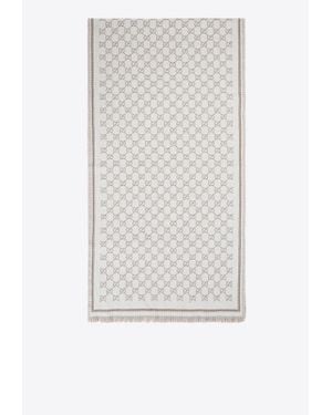 Gucci All-Over Logo Jacquard Wool-Blend Scarf - White