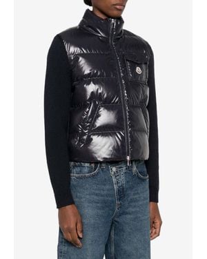 Moncler Logo-Patched Zip-Up Jacket - Blue