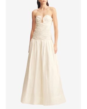 Shona Joy Lucero Silk Pleated Drop Waist Gown - Natural
