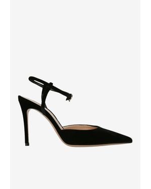 Gianvito Rossi Velluto 95 Pointed-Toe Velvet Pumps - Black