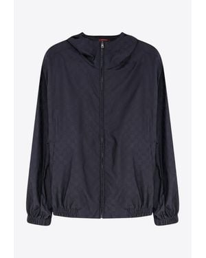 Gucci Gg Supreme Jacquard Windbreaker Jacket - Blue
