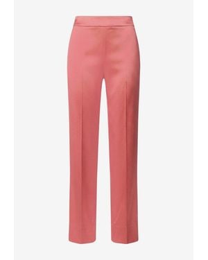 JOSEPH Dijon High-Waist Silk Satin Pants - Red