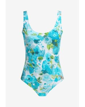 Chloé Floral Print One-Piece Swimsuit - Blue
