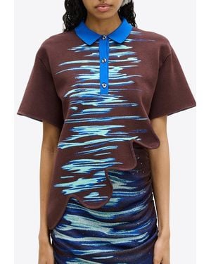 Ph5 Ebony Wavy Polo T-Shirt - Blue