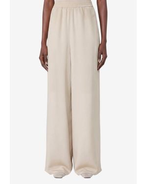 Max Mara Volonta Silk Wide-Leg Pants - Natural