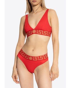 Versace Greca Border Bikini Bottom - Red