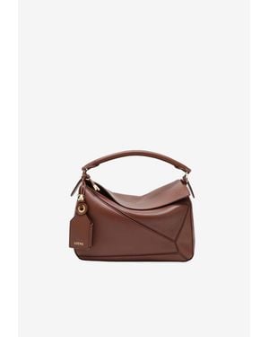 Loewe Small Puzzle Featherlight Leather Shoulder Bag - Brown