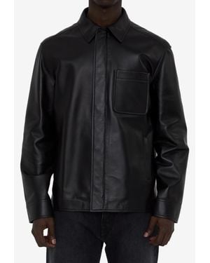 Loewe Leather Zip-Up Jacket - Black