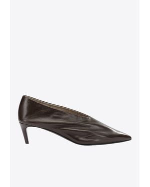 KHAITE Miriam 50 Leather Pumps - Brown