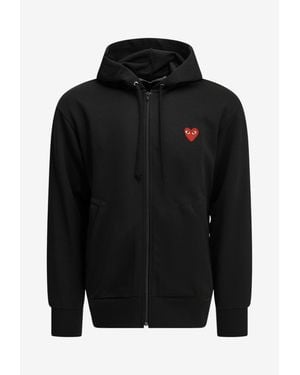 COMME DES GARÇONS PLAY Heart Zip-Up Hooded Sweatshirt - Black