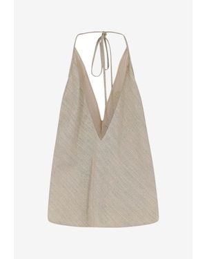 Alysi Halterneck Mesh Top - Natural