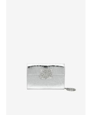 Roger Vivier Mini Efflorescence Metallic Leather Clutch