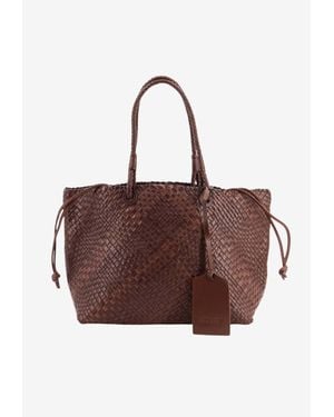 IBELIV Bazika Woven Leather Shoulder Bag - Brown