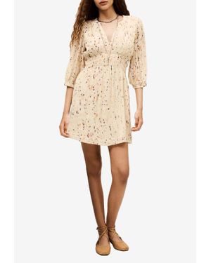 Ba&sh Kanissa Printed V-Neck Mini Dress - Natural