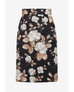 Dolce & Gabbana Floral Knee-Length Pencil Skirt - Gray
