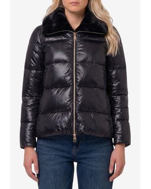 Herno Ultralight Nylon Fur-Collar Jacket - Black