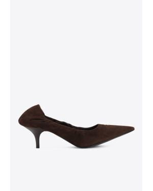 Miu Miu 55 Elastic Suede Pumps - White