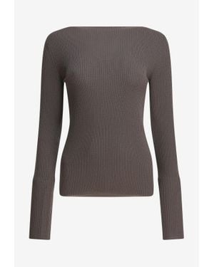 Rick Owens Ribbed Sweater With Cut-Out - Brown