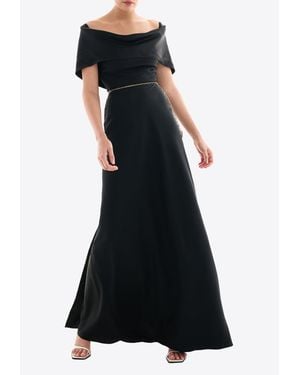 Rhea Costa Adira Draped Off-Shoulder Gown - Black