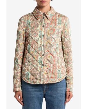 Etro Paisley Print Quilted Jacket - Blue