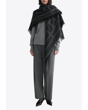 TOTEME Monogram Wool Cashmere Scarf - Black