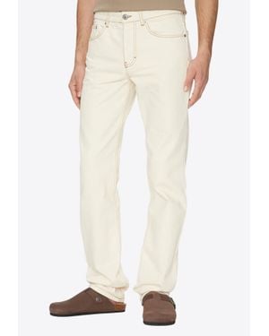 Ami Paris Logo Patch Straight-Leg Jeans - White