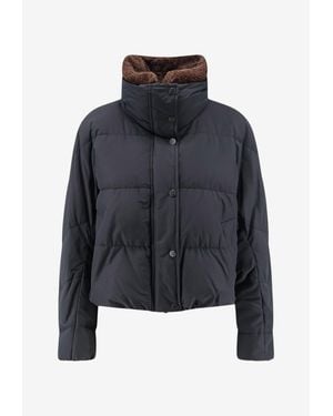 Brunello Cucinelli High-Neck Down Jacket - Blue