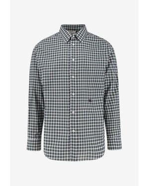 Celine Tartan Check Long-Sleeved Shirt - Gray