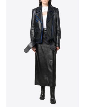 Off-White c/o Virgil Abloh Contrast-Trim Leather Jacket - Black