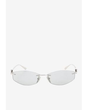 Balenciaga Nano D-Frame Rimless Sunglasses - White